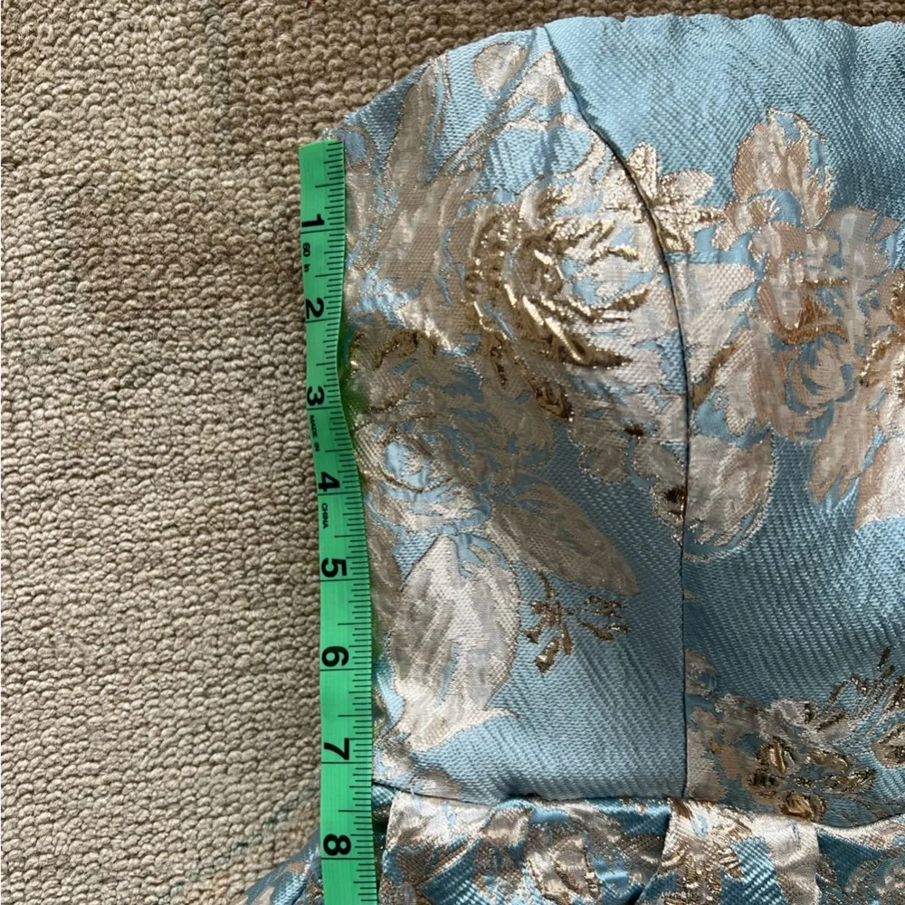 Mac Duggal Strapless Brocade Midi Dress with Pockets NWT Blue Multi - Picture 12 of 15